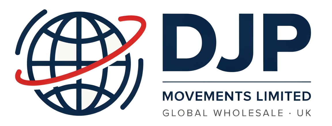 DJP Movements Limited — globe logo with red swoosh